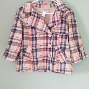 CHARLOTTE RUSSE Multicolor Plaid  Crop Style Collared Trench Coat Size Medium